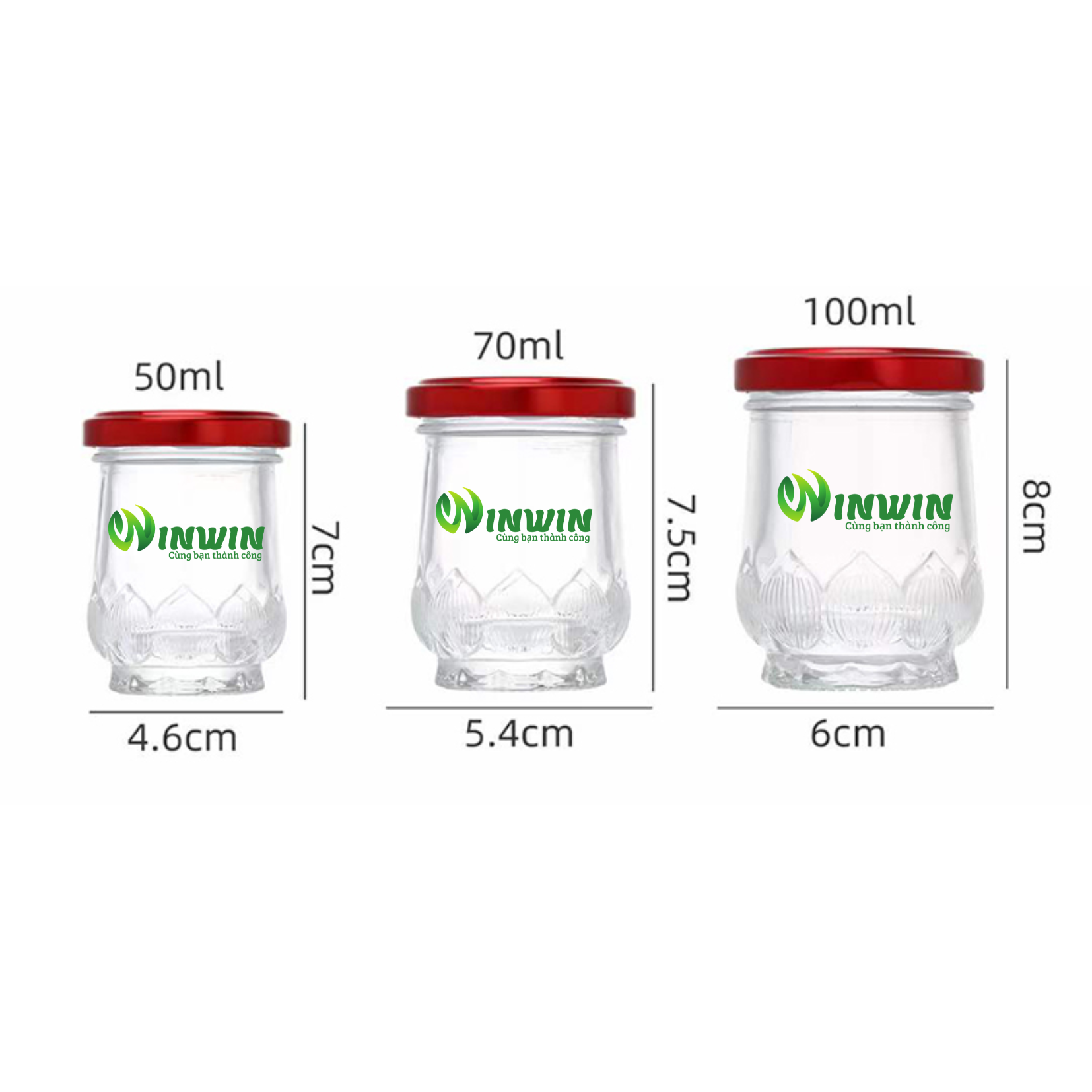 Hũ thủy tinh đáy hoa sen 50ml 70ml 100ml