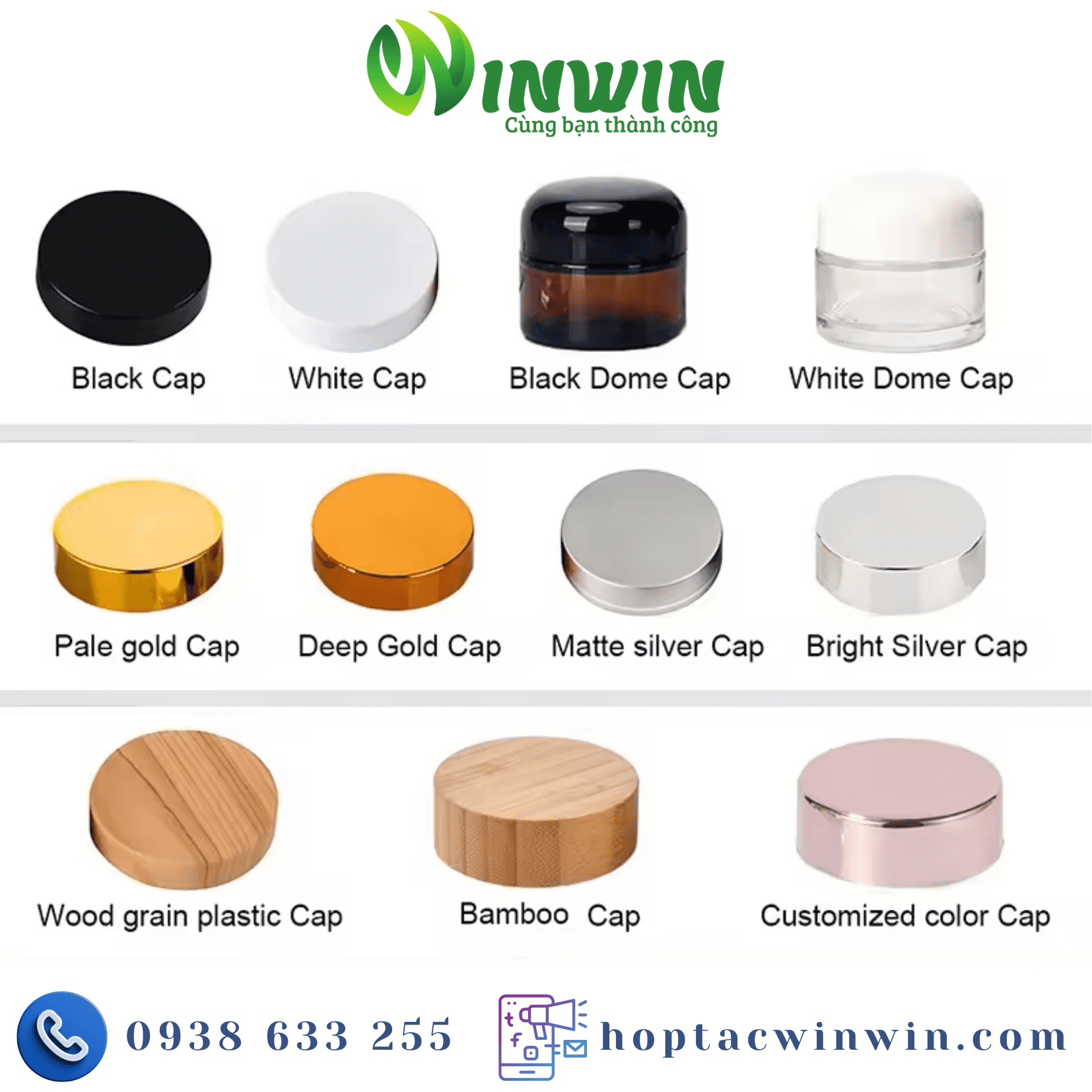 Hũ thủy tinh đựng mỹ phẩm 15g 30g 50g màu nâu