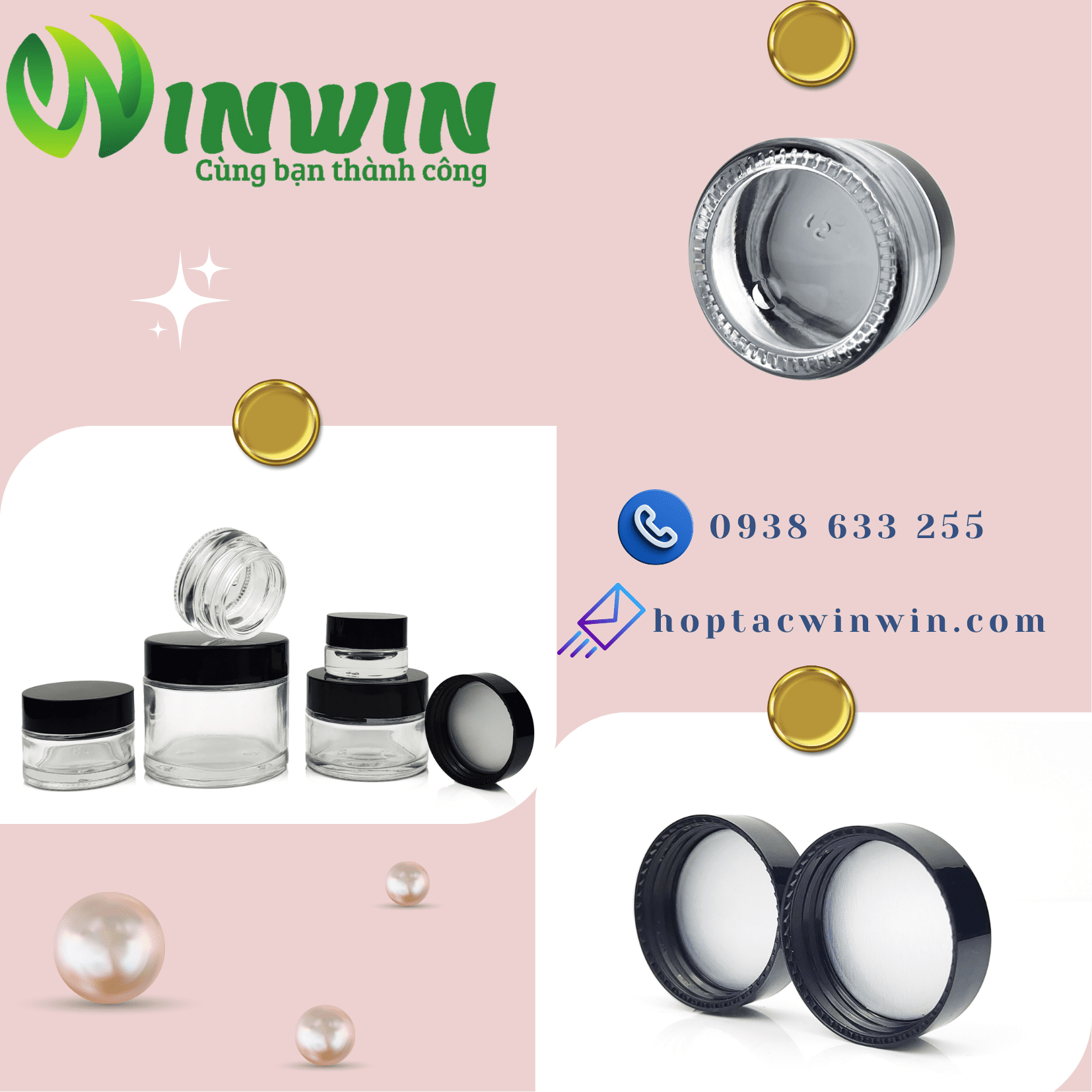 Hũ thủy tinh đựng mỹ phẩm 5g - 250g màu trong