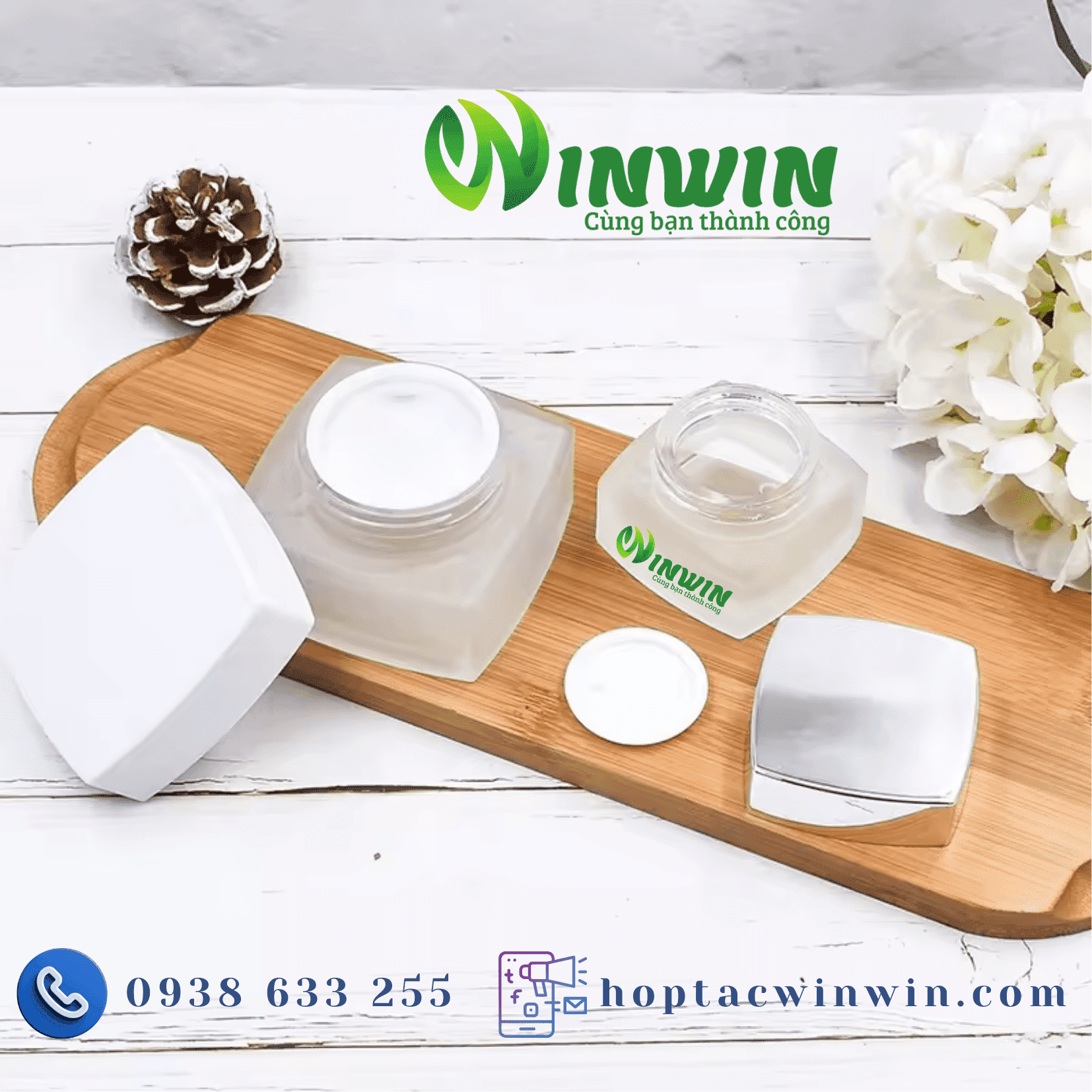 Hũ thủy tinh đựng mỹ phẩm dáng vuông 27g 77g màu mờ
