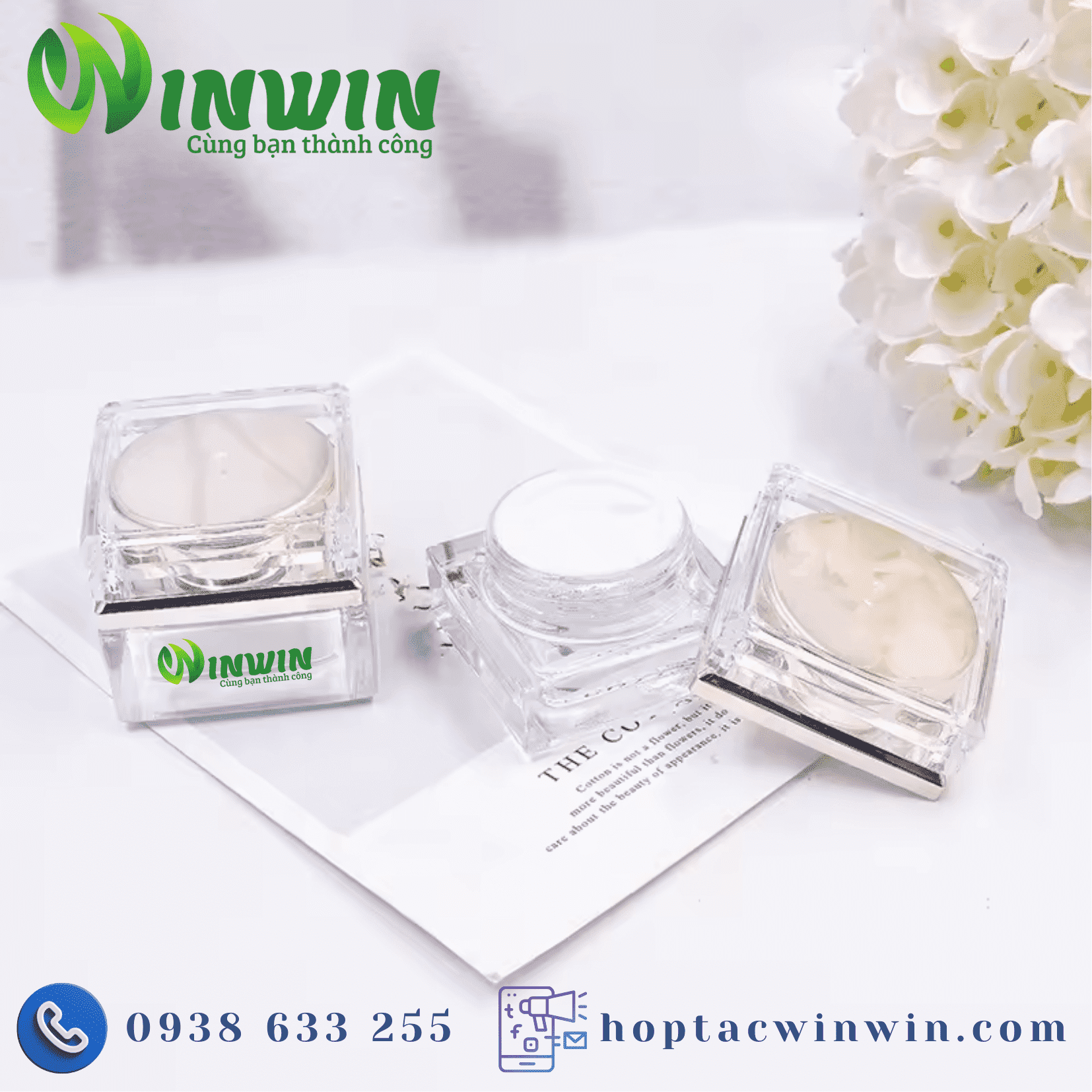 Hũ thủy tinh đựng mỹ phẩm dáng vuông 30g 50g màu trong