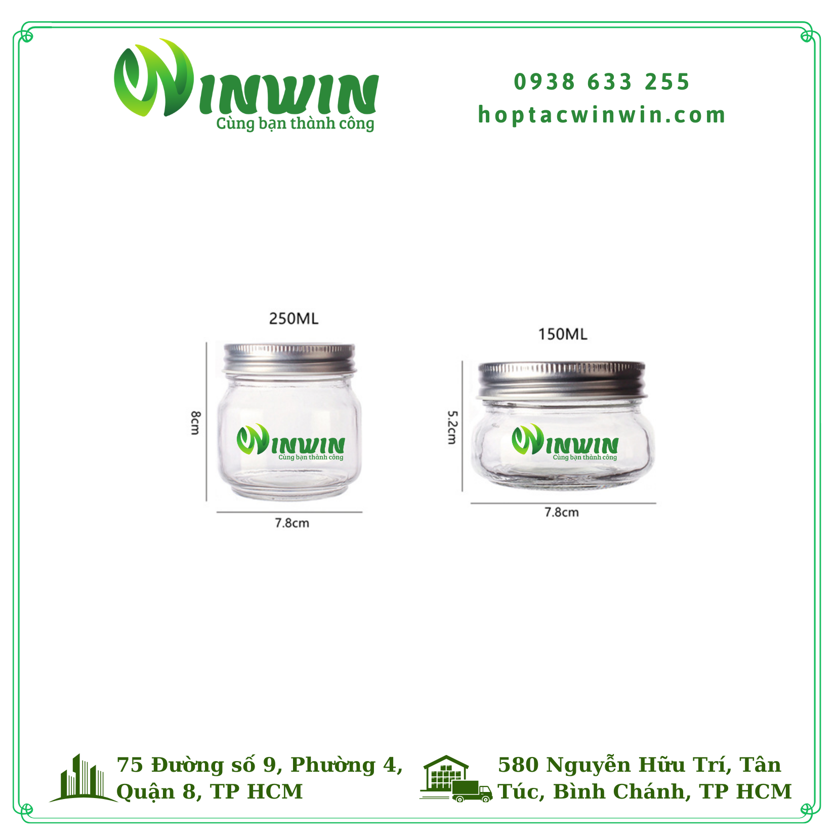Hũ thủy tinh Mason 150ml 250ml 380ml 500ml 750ml 1000ml