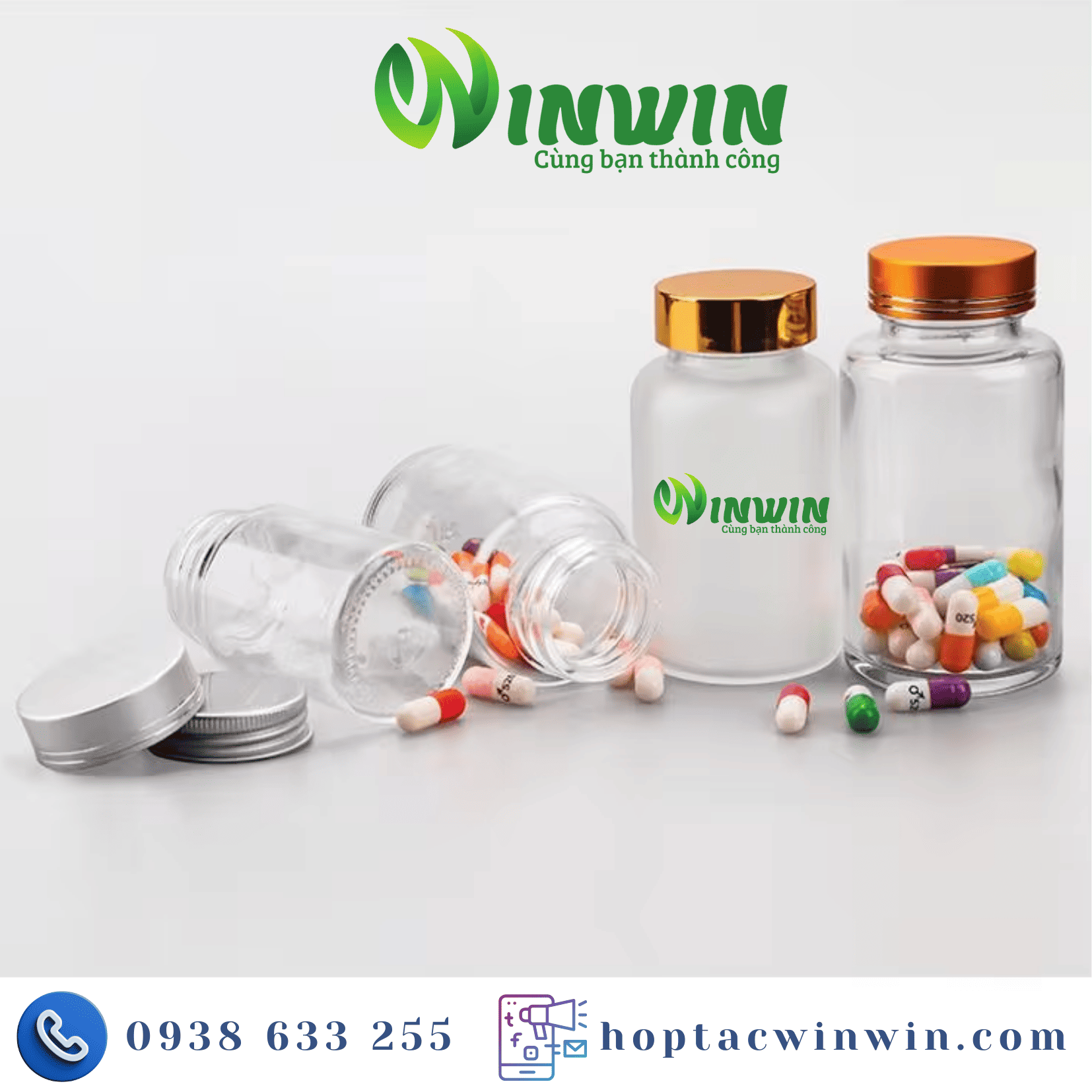 Hũ thủy tinh tròn miệng rộng màu trong 30ml 60ml 100ml 120ml 150ml 200ml