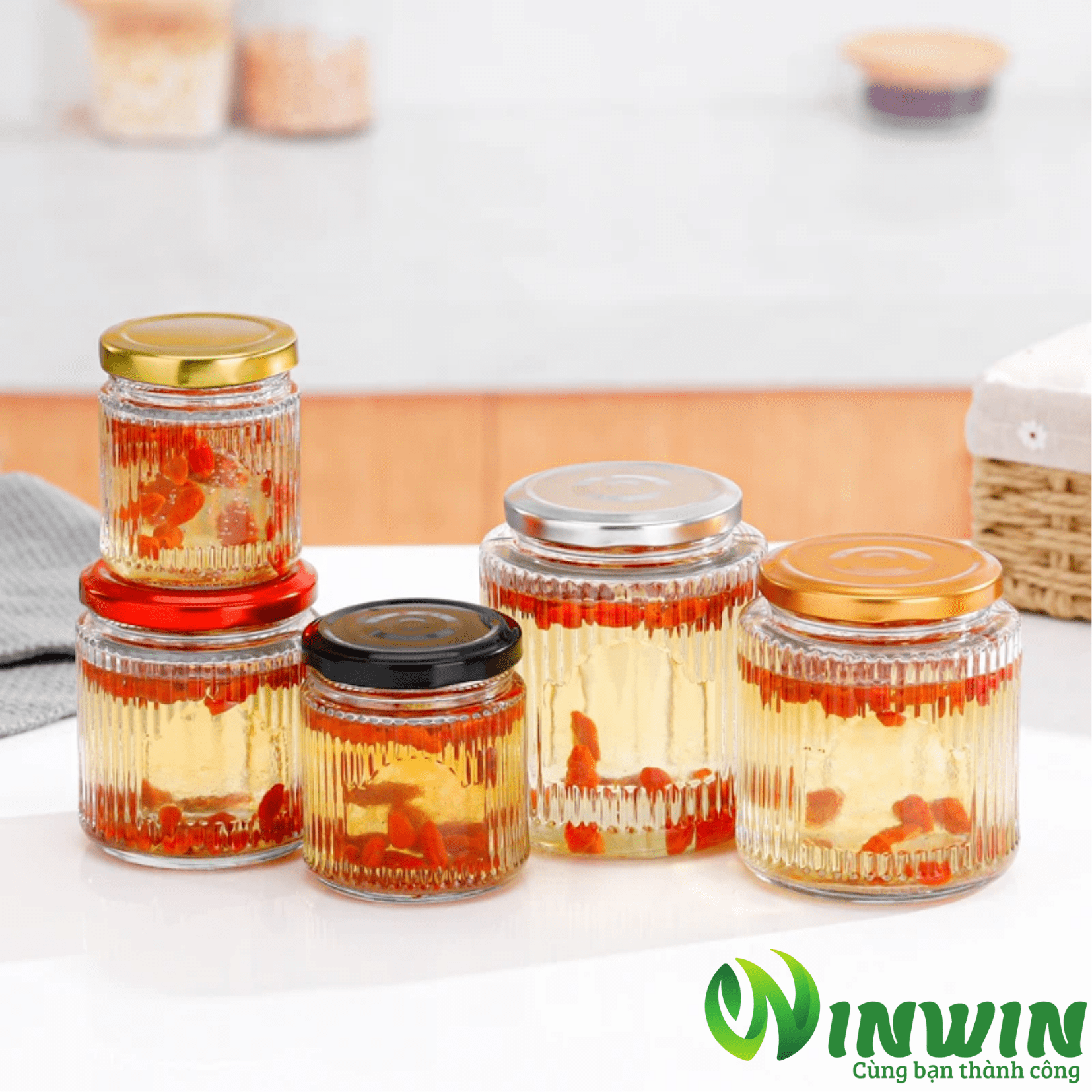 Hũ thủy tinh tròn sọc 150ml 200ml 280ml 380ml 500ml