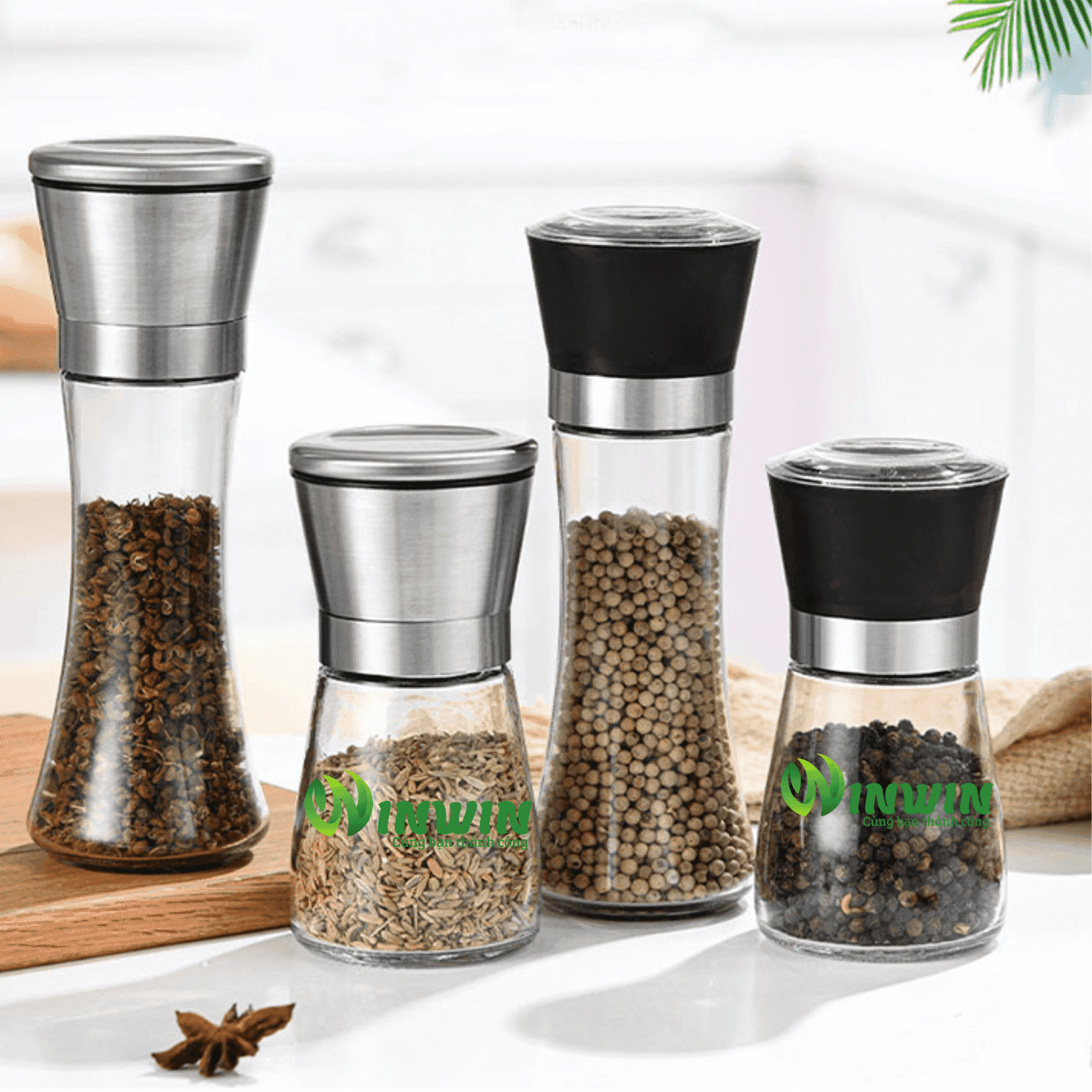 Hũ thủy tinh xay gia vị 200ml