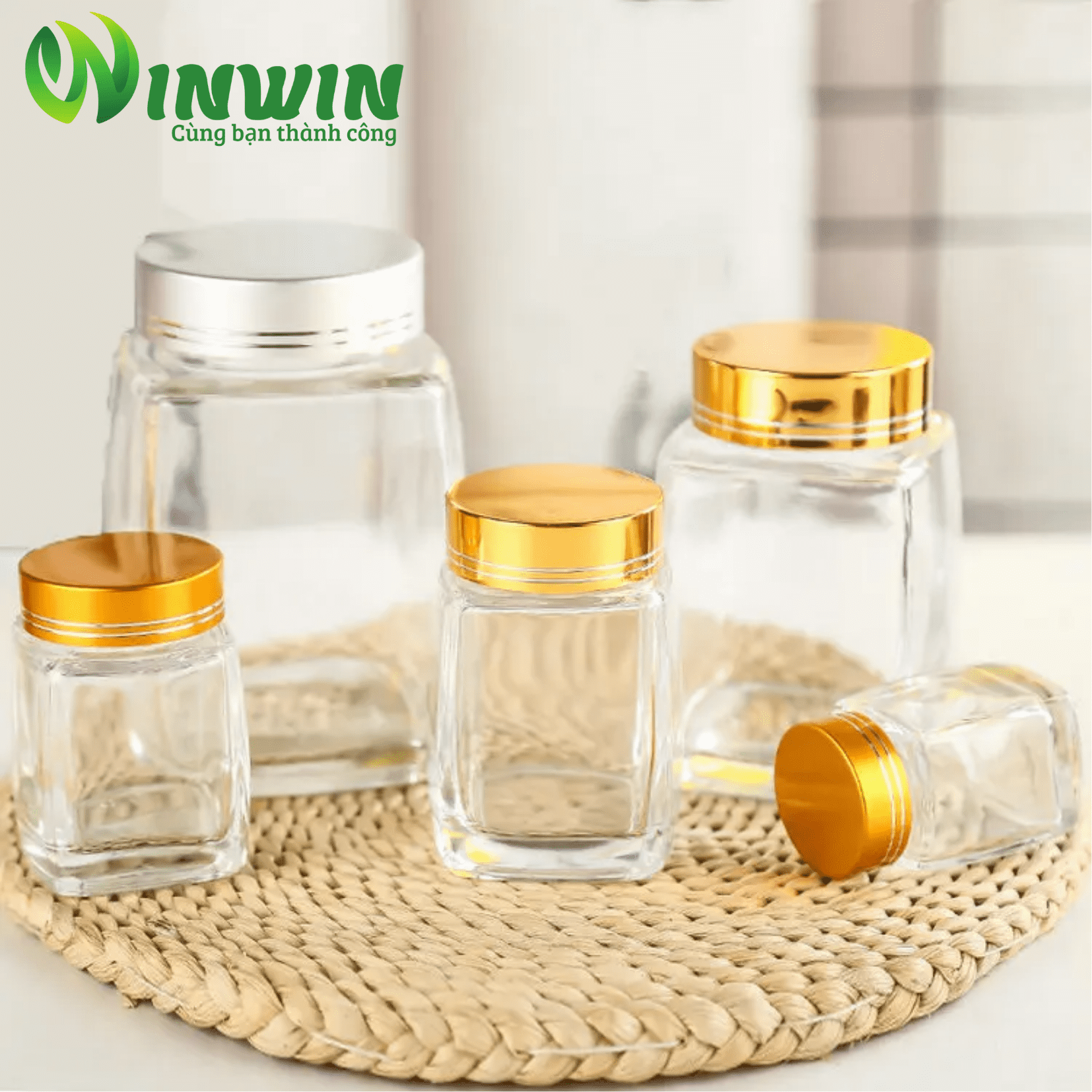Hũ thủy tinh vuông 50ml 100ml 180ml 280ml 360ml 500ml 750ml