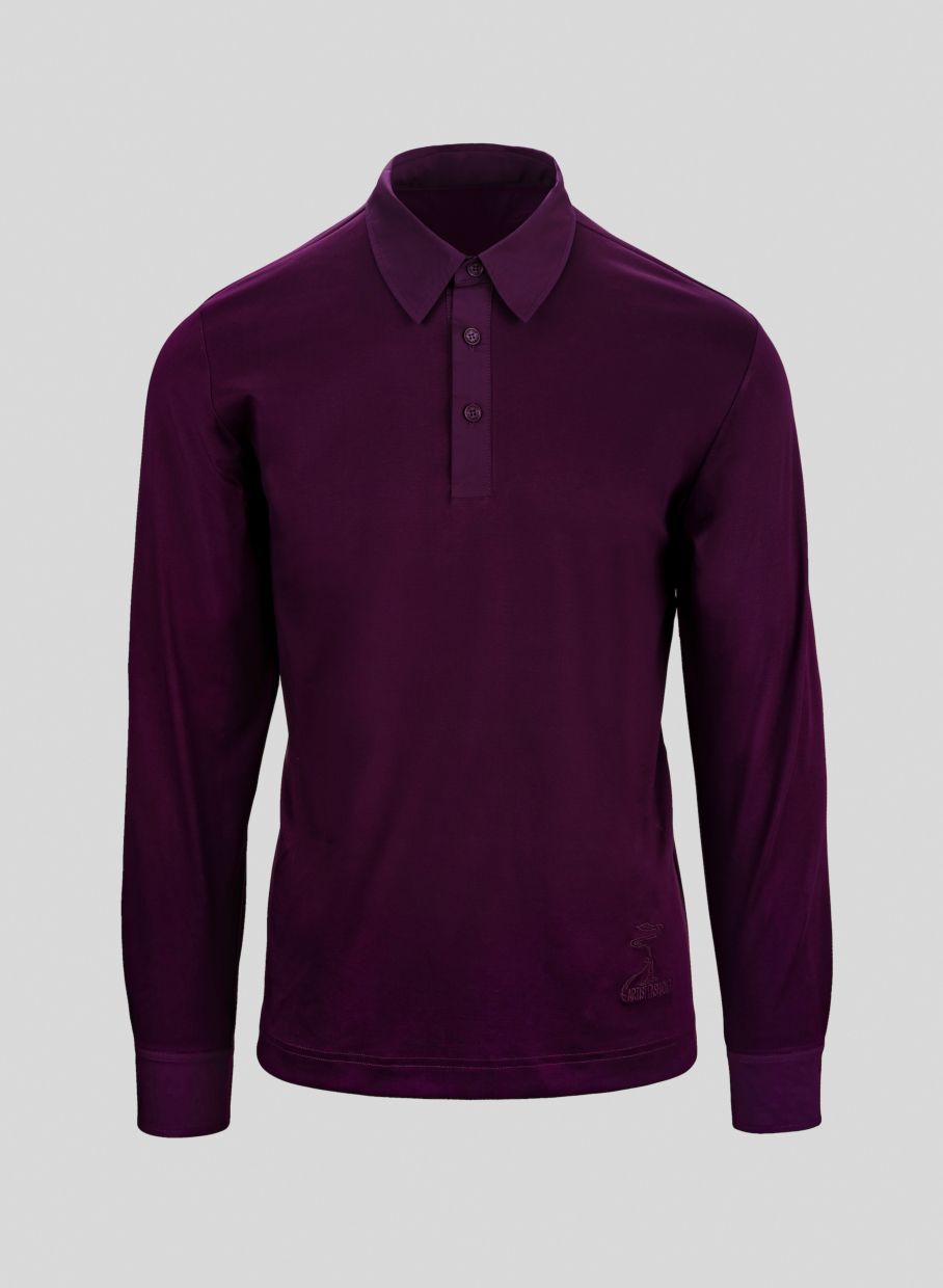 Áo Polo Nam Dài Tay Dệt Thoi Cotton Lụa SYD - Burgundy