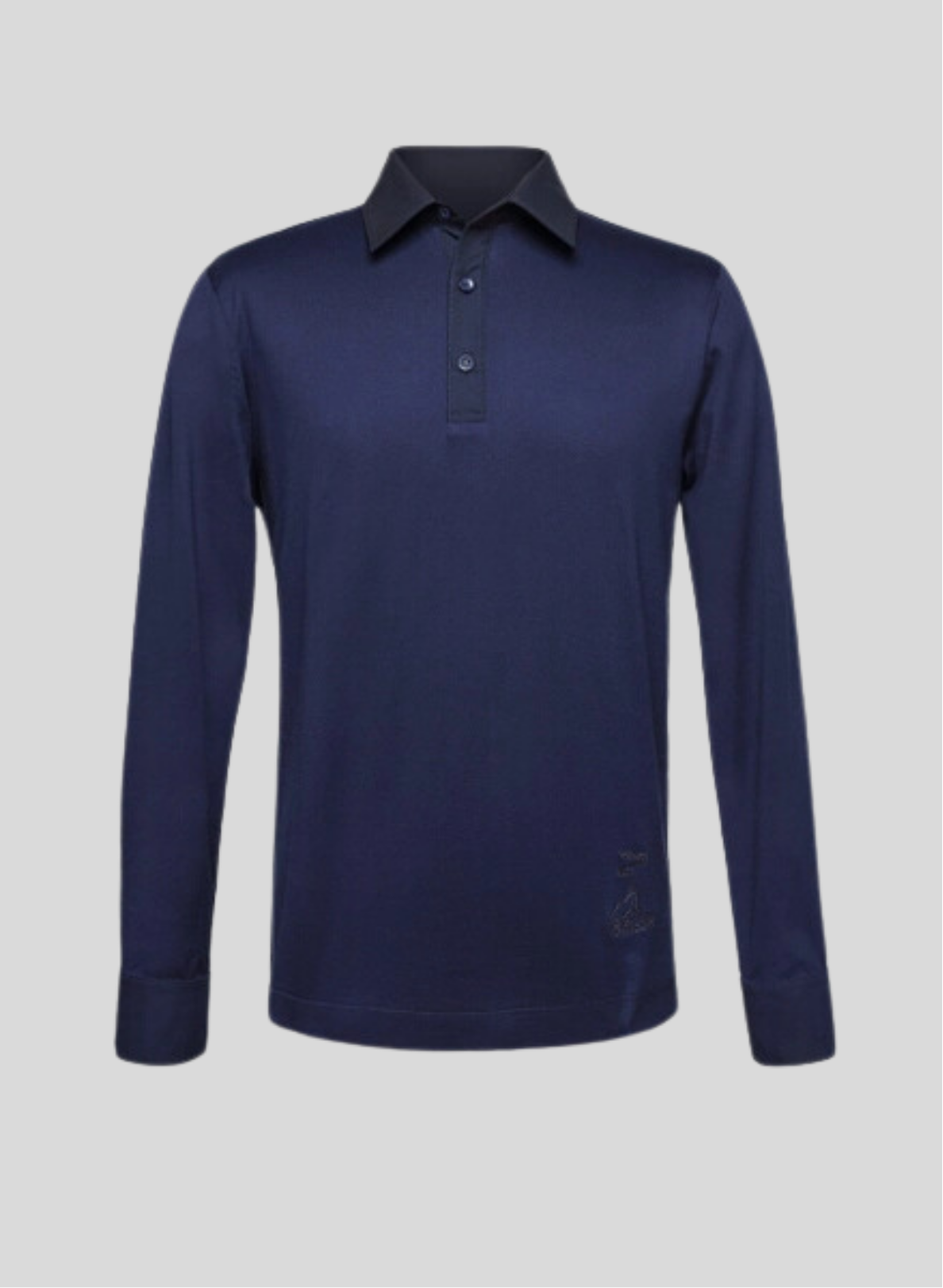 Áo Polo Nam Dài Tay Cổ Sơ-mi Dệt Thoi - Navy