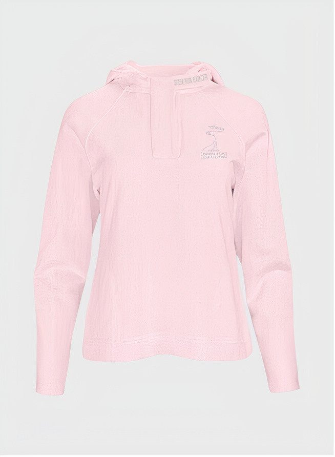 Áo Hoodie Nữ Chui Đầu Dệt Kim Có Mũ - Hồng