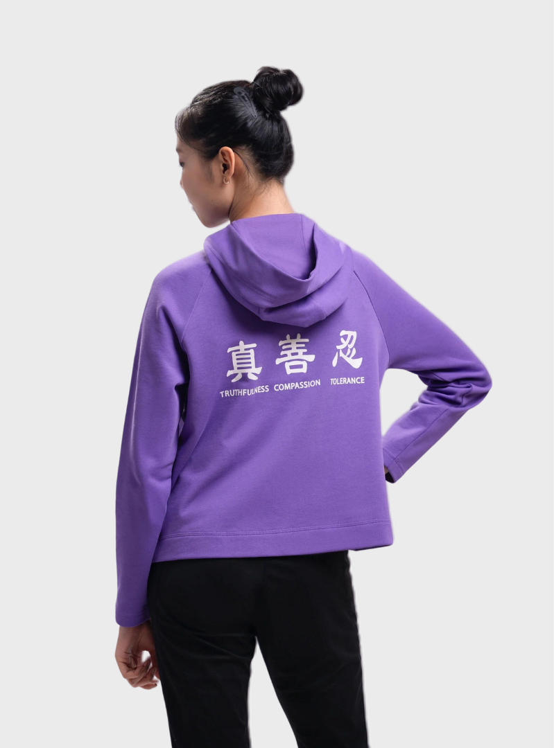 Áo Hoodie Nữ Chui Đầu Dệt Kim Có Mũ - Tím