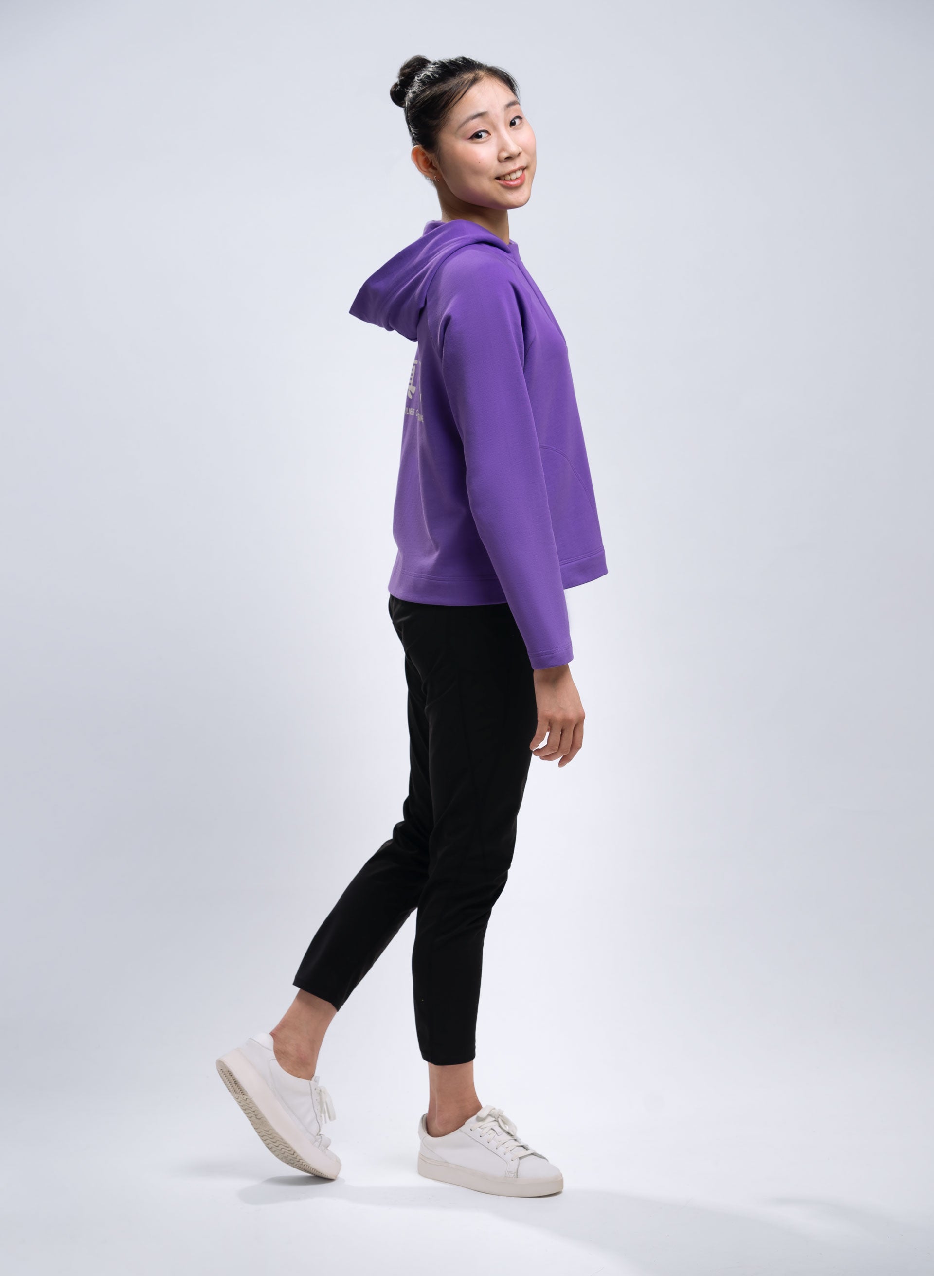 Áo Hoodie Nữ Chui Đầu Dệt Kim Có Mũ - Tím