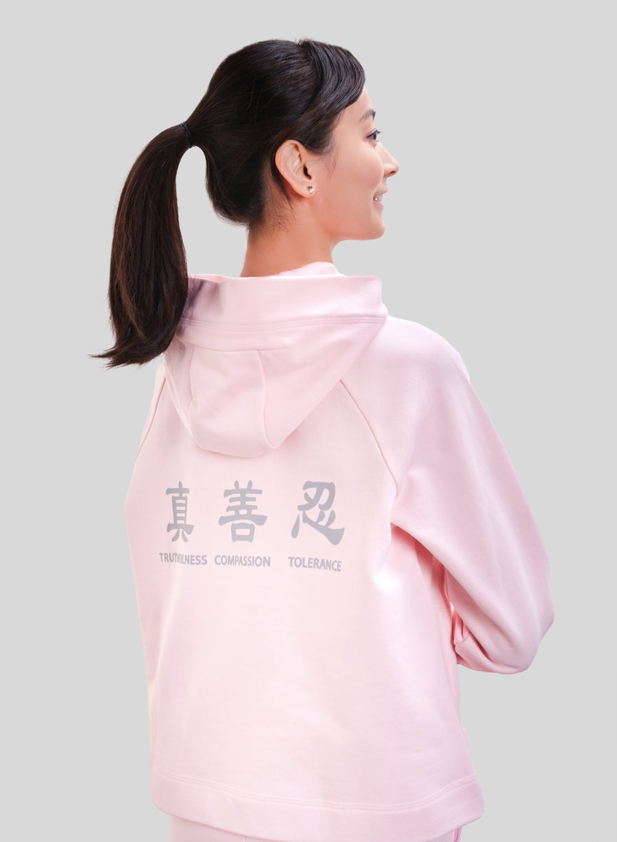 Áo Hoodie Nữ Chui Đầu Dệt Kim Có Mũ - Hồng