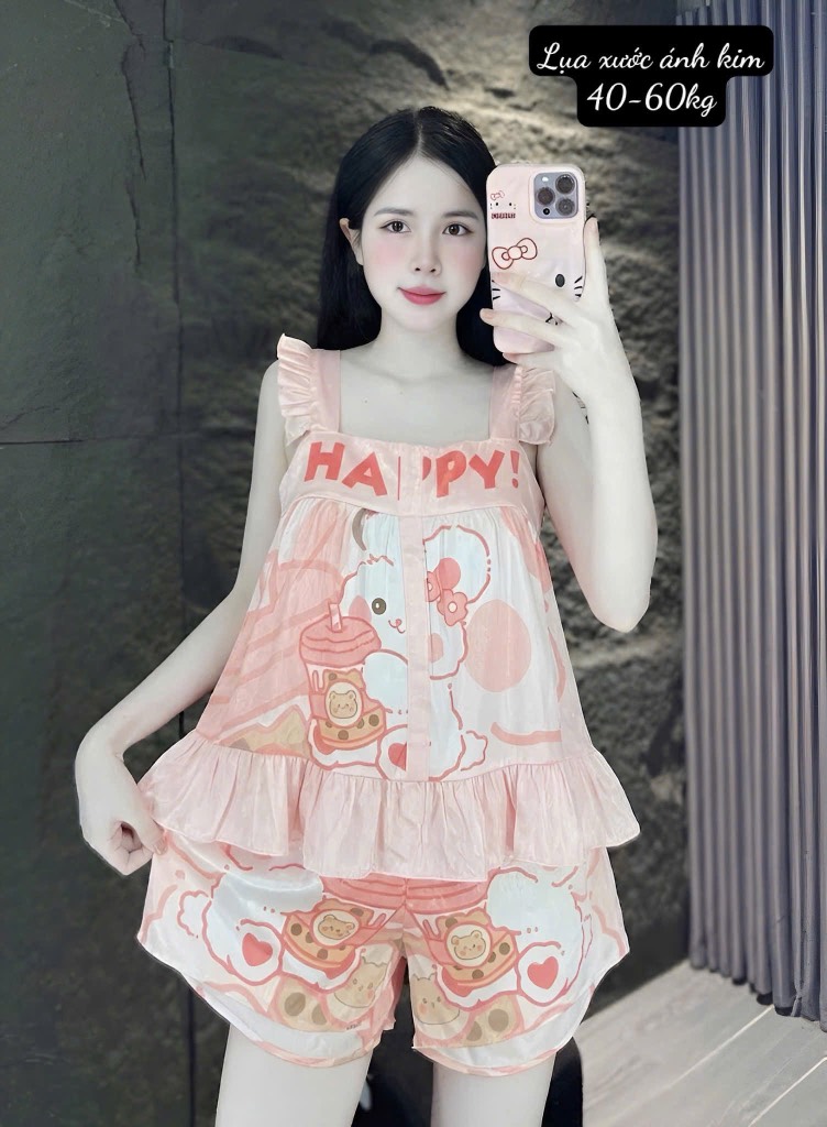 N047-Pijama Freesize Hai Dây Lụa Xước