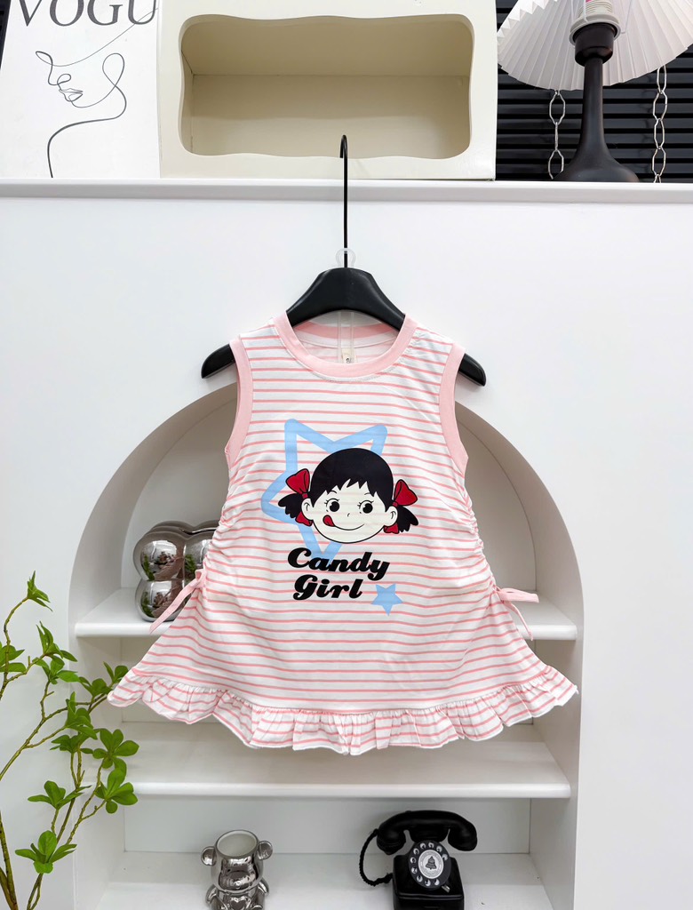 V388-Váy SN kẻ bé gái thắt nơ (11.20kg)