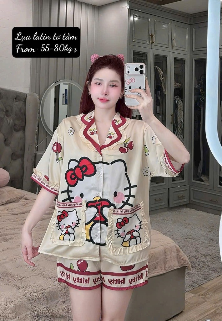 N038-Pijama Bigsize Cộc Latin 3D 2 túi