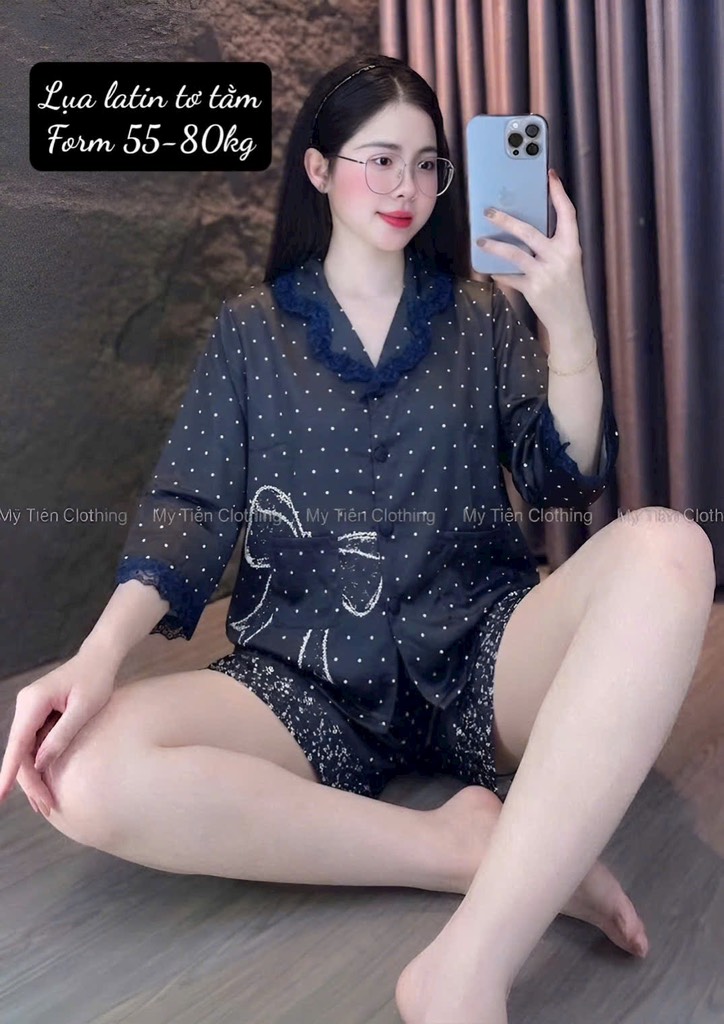 N038-Pijama Bigsize Cộc Latin 3D 2 túi
