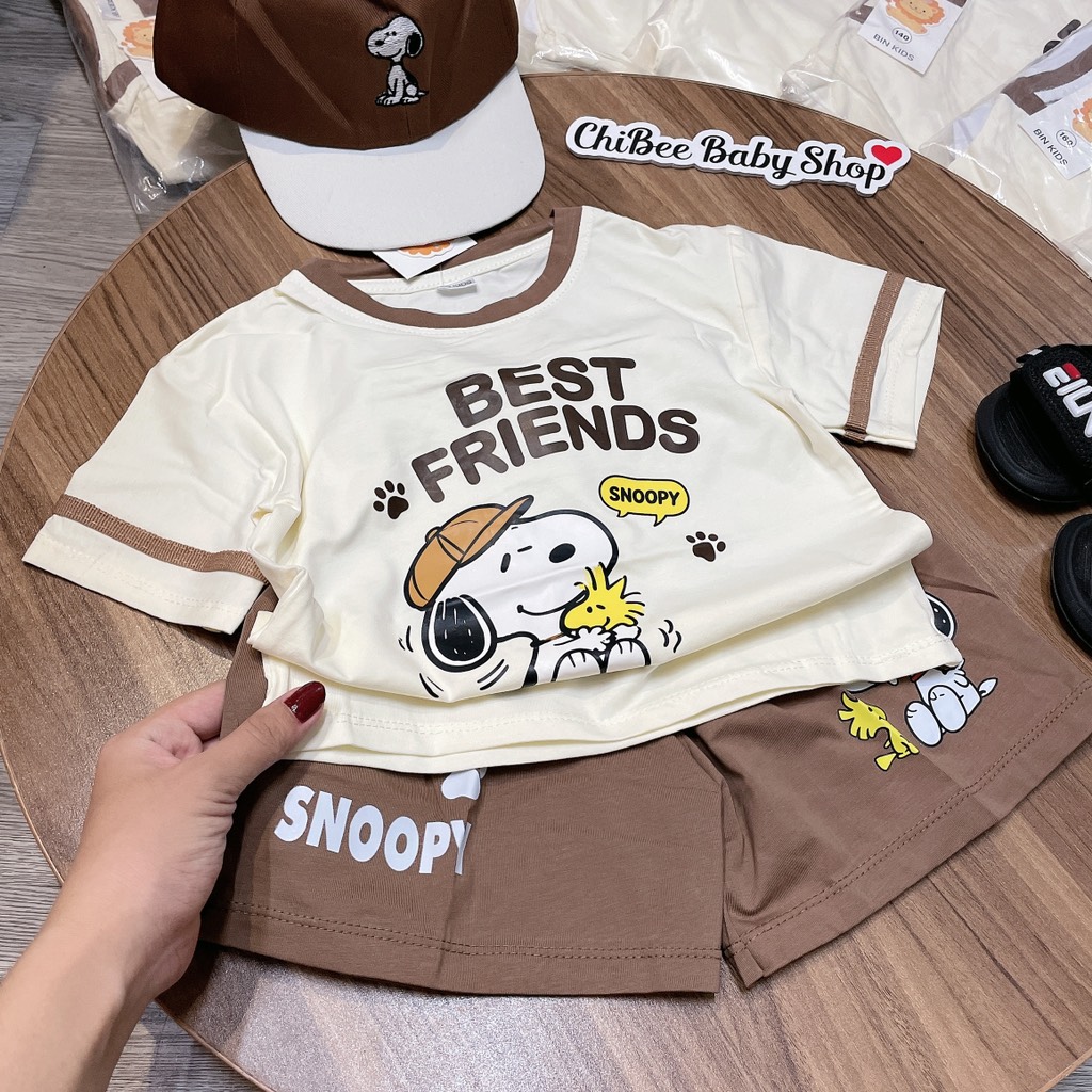 T764-Bộ cộc cotton cún nâu kèm mũ (11.30kg)