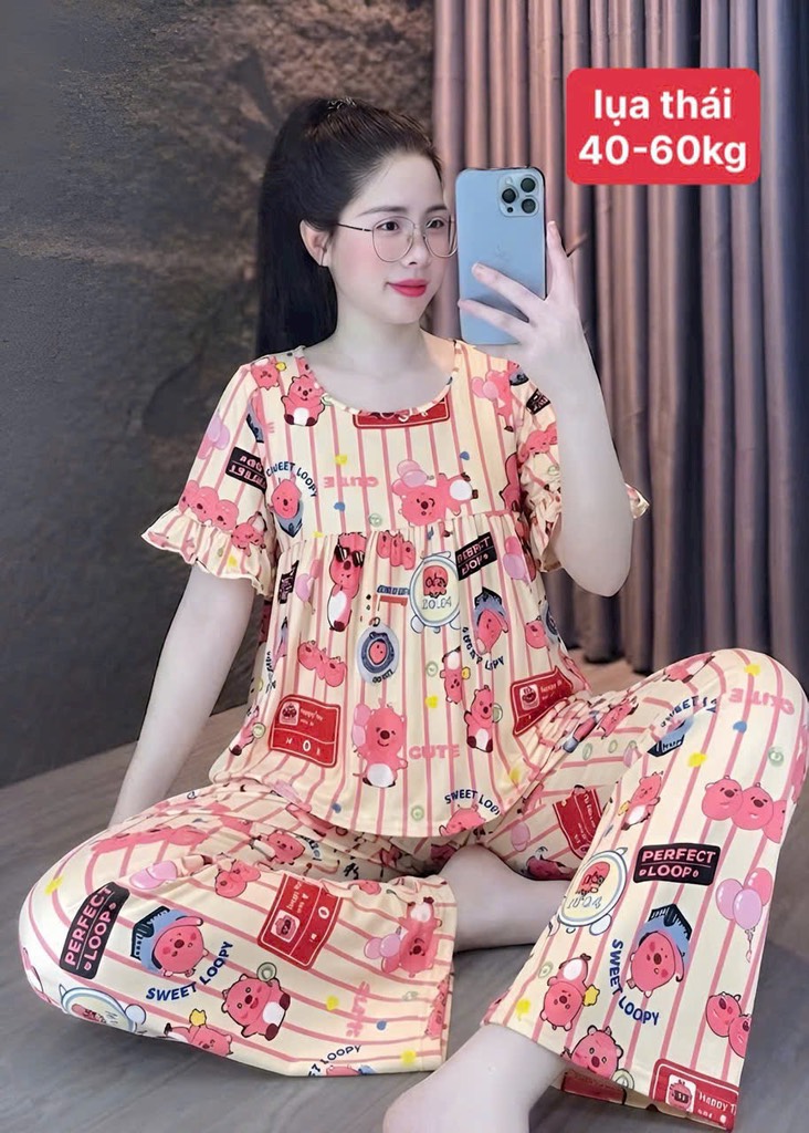 N052-Pijama 40-60kg Cộc Dài Lụa Thái