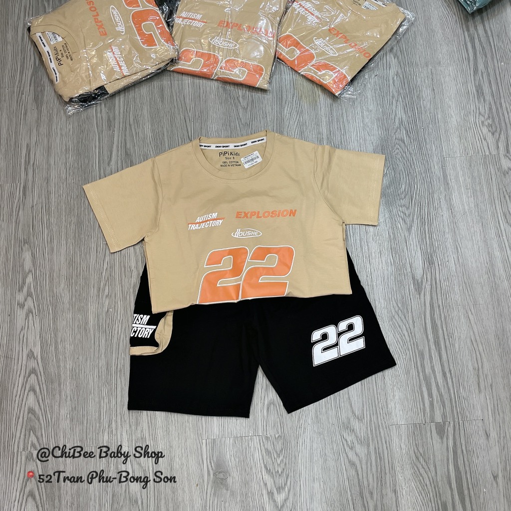 T404-Bộ cotton cộc tay be số 22 nhí (10.18.270)