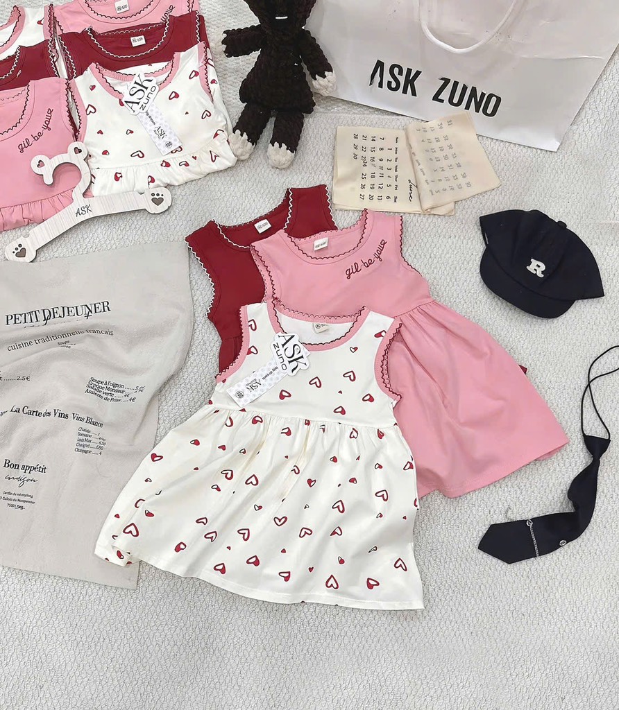 V389-Váy cotton SN viền tim (08.23kg)