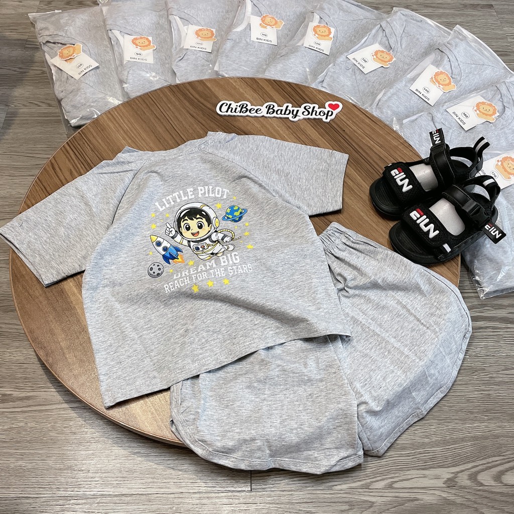 T755-Bộ cộc cotton vũ trụ xám (11.30kg)