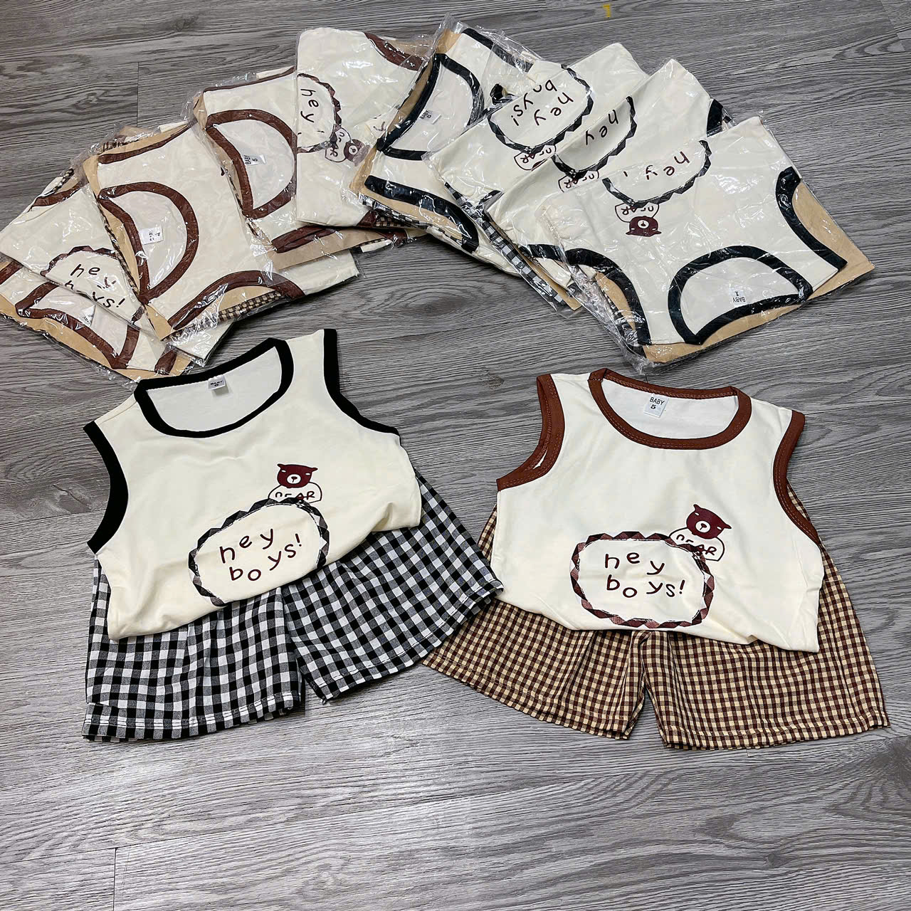 T695-Bộ balo cotton gấu Hey boys (08.16kg)