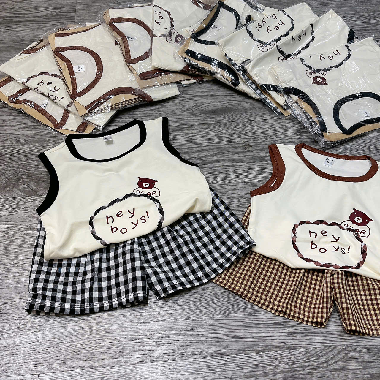 T695-Bộ balo cotton gấu Hey boys (08.16kg)