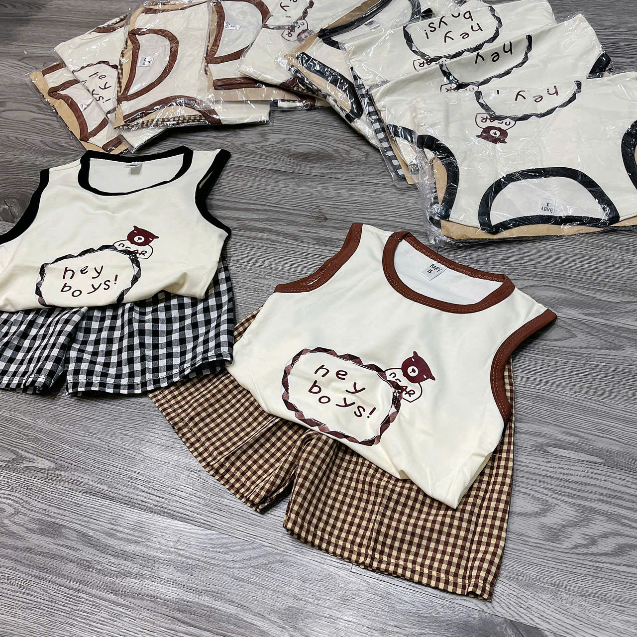 T695-Bộ balo cotton gấu Hey boys (08.16kg)
