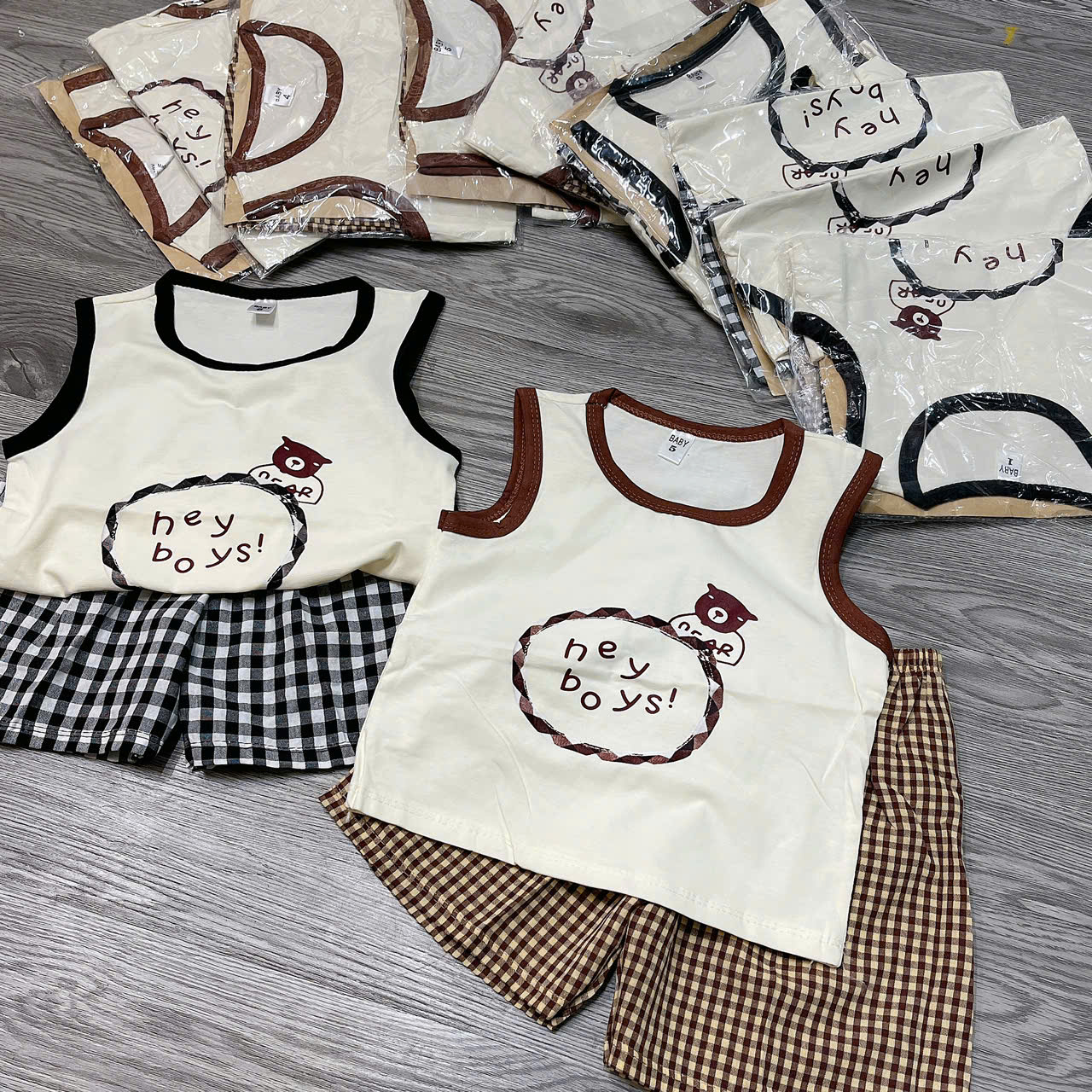 T695-Bộ balo cotton gấu Hey boys (08.16kg)