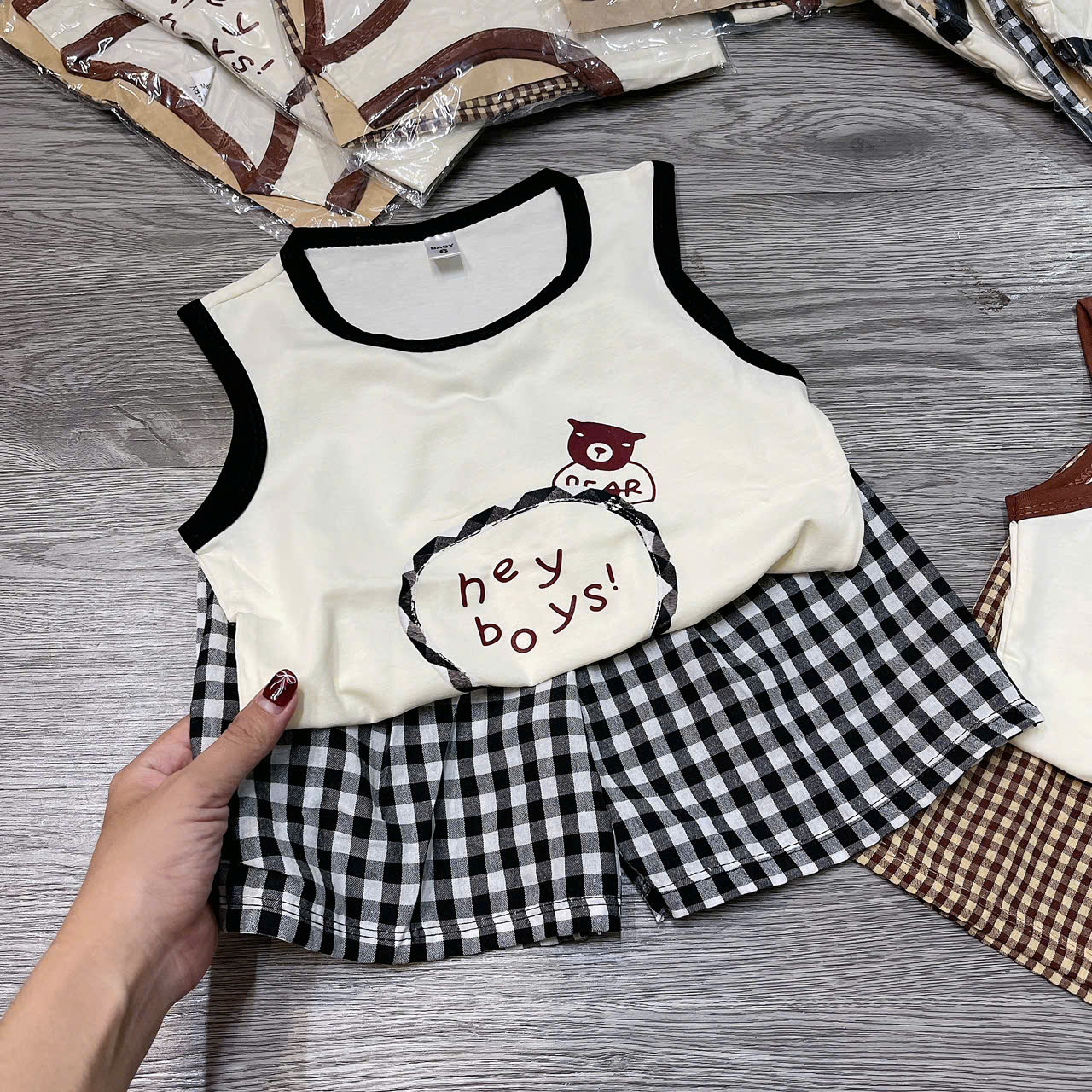 T695-Bộ balo cotton gấu Hey boys (08.16kg)