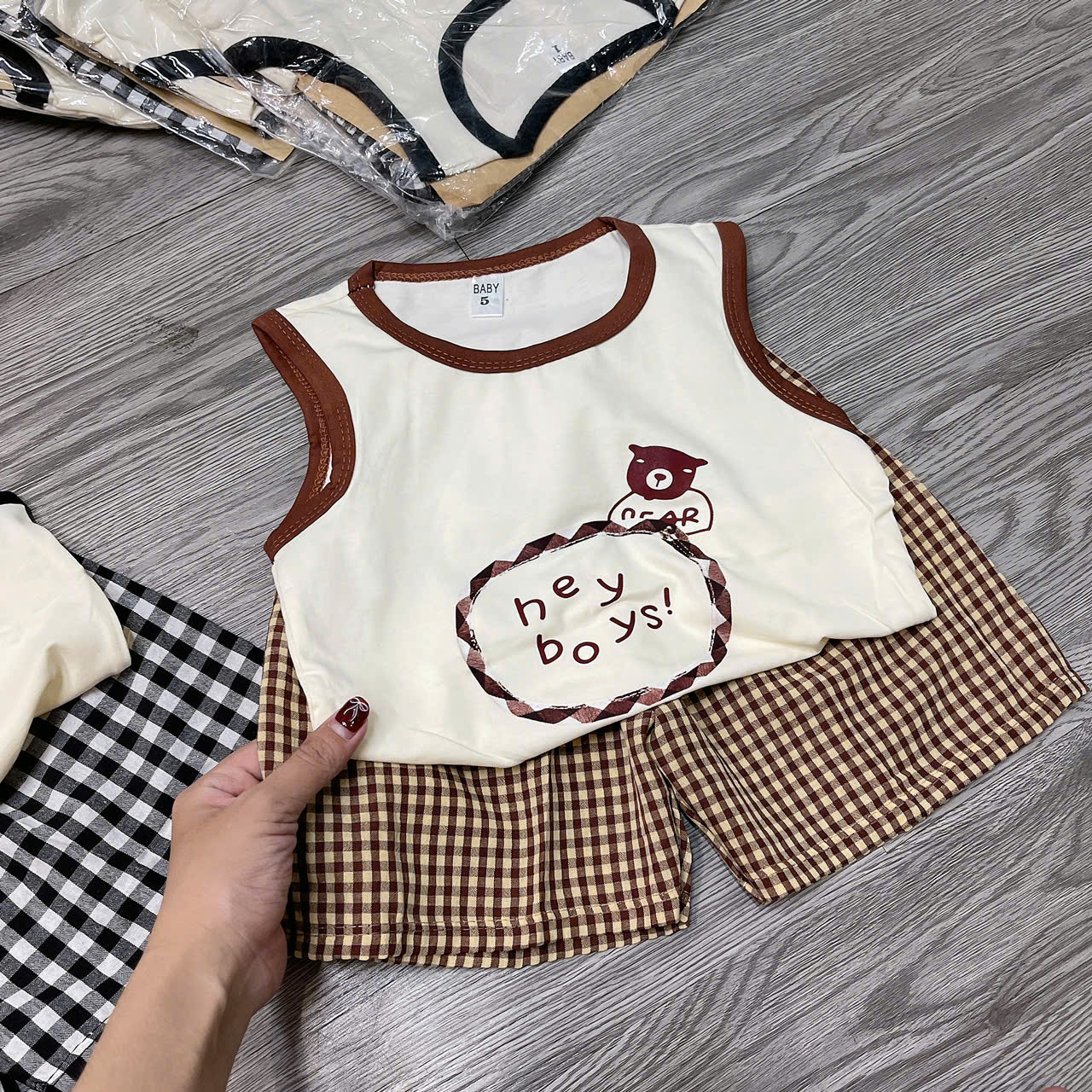 T695-Bộ balo cotton gấu Hey boys (08.16kg)