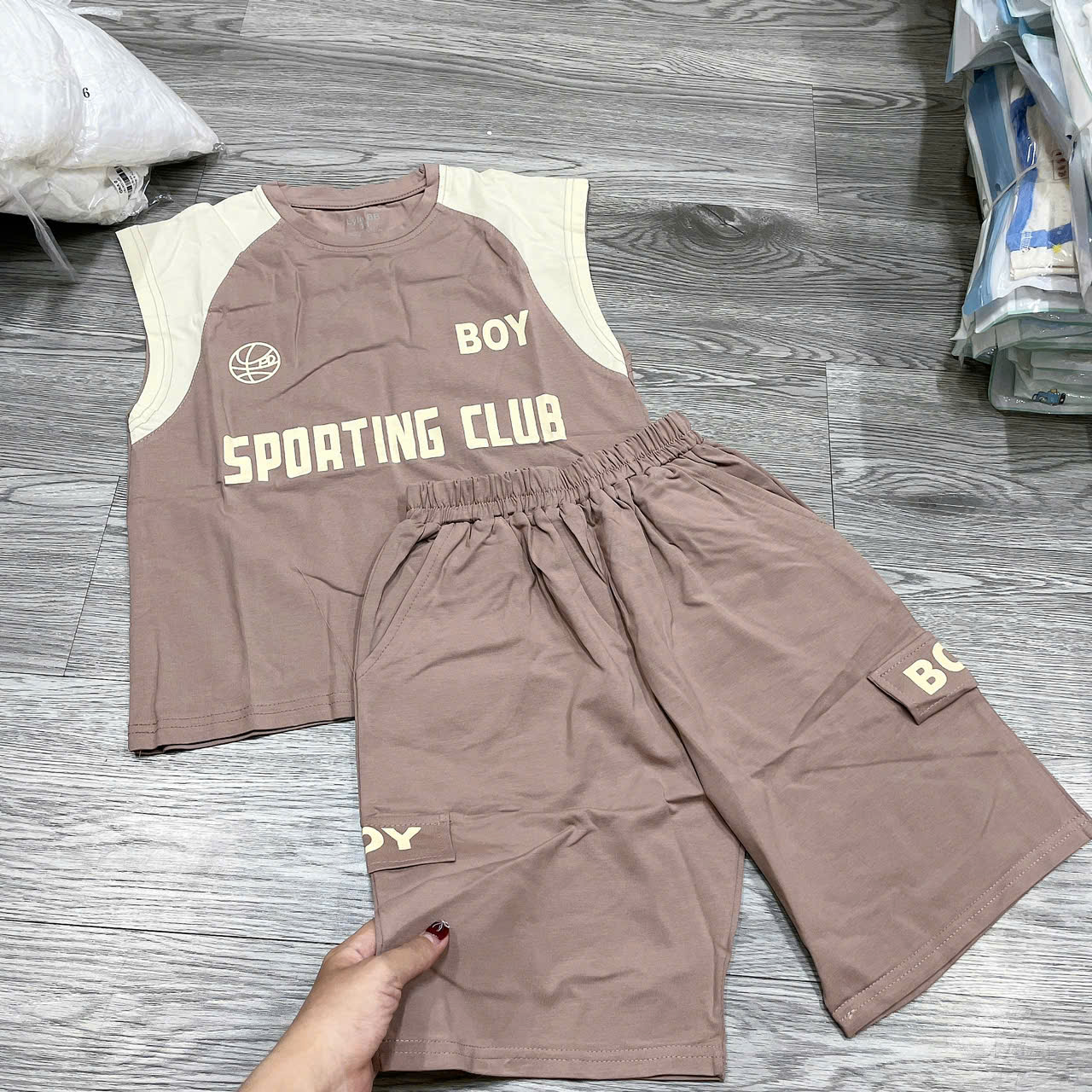 T705-Bộ sát nách cotton xịn CLUB nâu (24.42kg)