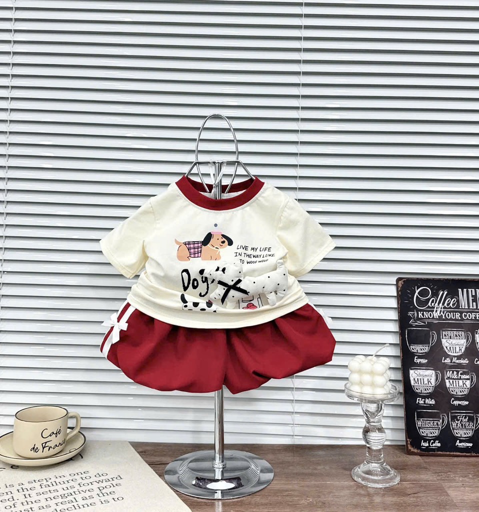 G816-Bộ cotton cún đỏ quần bí (07.14kg)