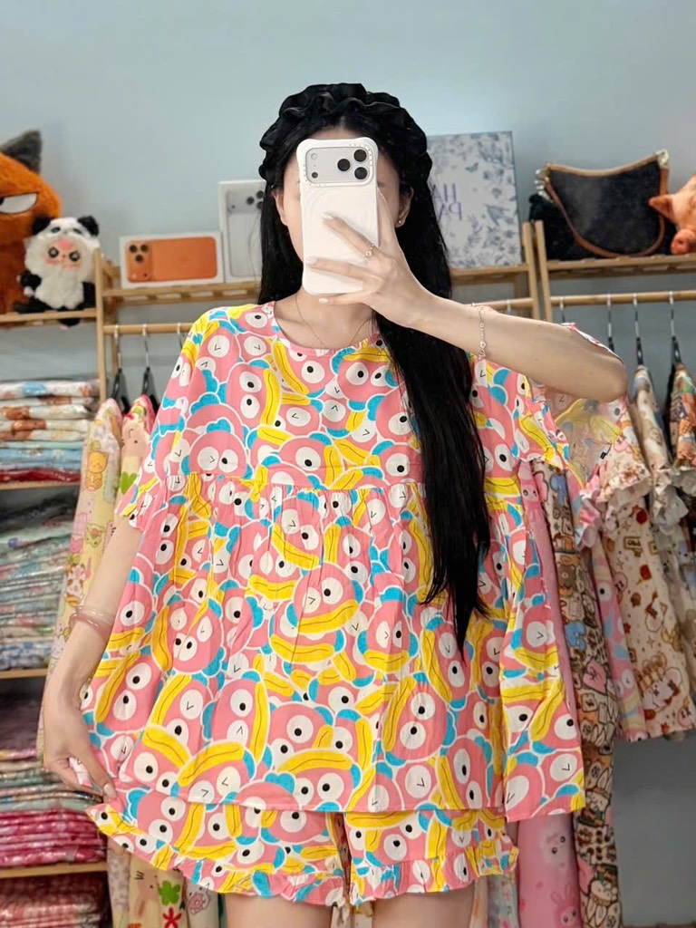N073-Pijama Đùi Tole Lanh Thái (45-65kg)