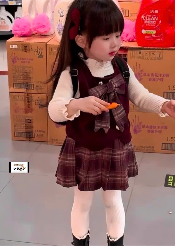 G338-Set nhung nơ đỏ cv caro 10S1-10
