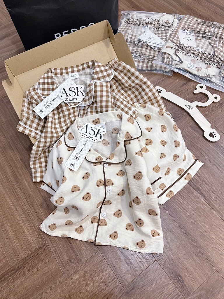 B371-Set pijama đũi tone nâu (08.24.125)