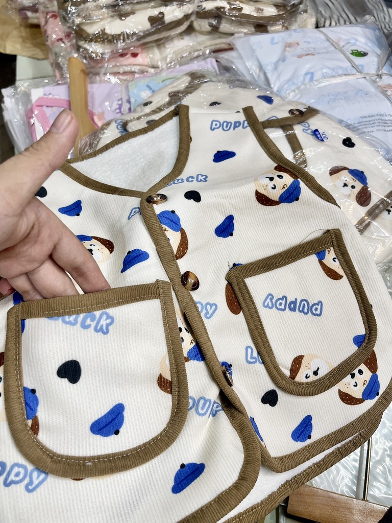 K045-Áo gile nhung tăm lót lông cừu