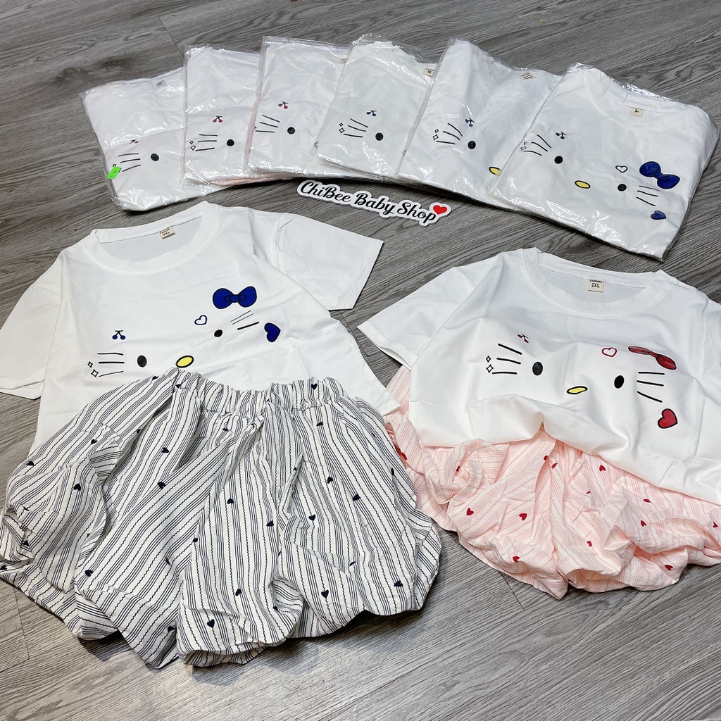 G897-Bộ cộc cotton Kitty quần bí (15.20kg)