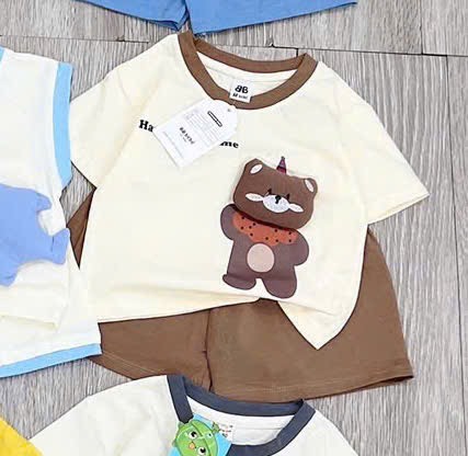 T434-Bộ cotton gấu nâu nổi (08.18.247)