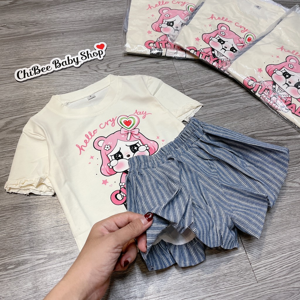 G896-Bộ cộc cotton bé Cry q bí (07.13kg)