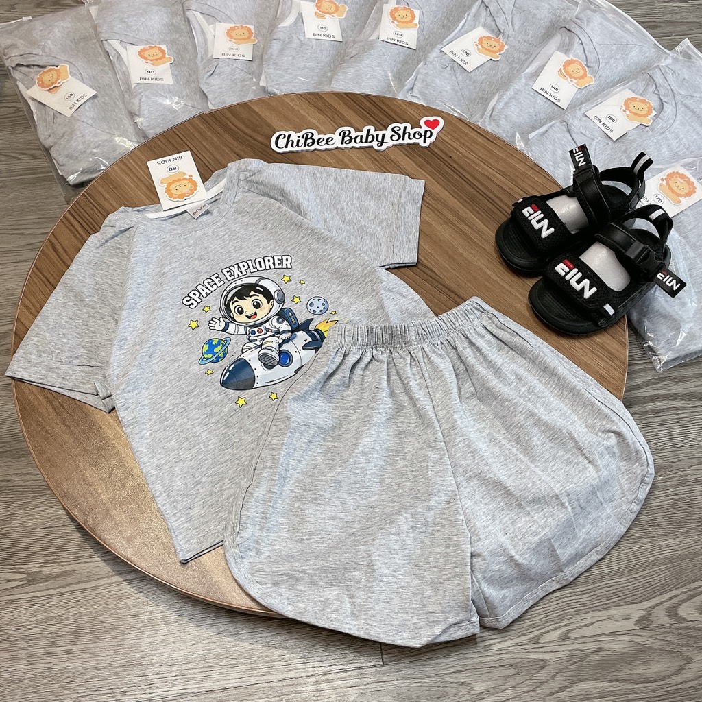 T755-Bộ cộc cotton vũ trụ xám (11.30kg)