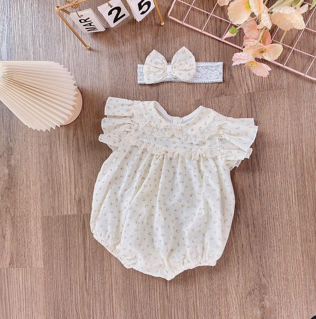BD088-Body suit linen hoa nhí nâu