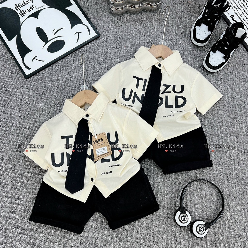 T070-Set sơ mi cà vạt bé trai