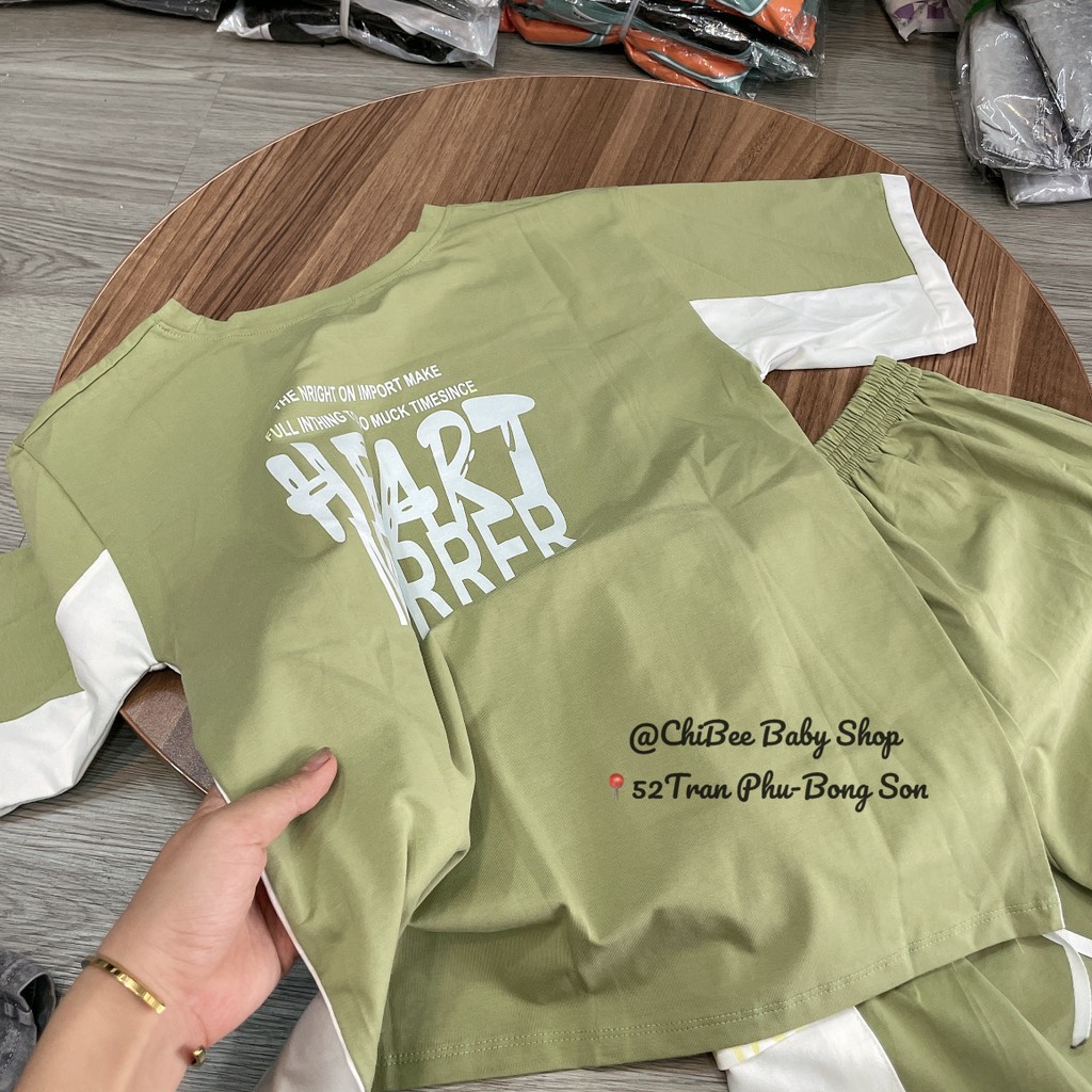 T407-Bộ cotton cộc tay xanh Hear cồ (31.42.280)