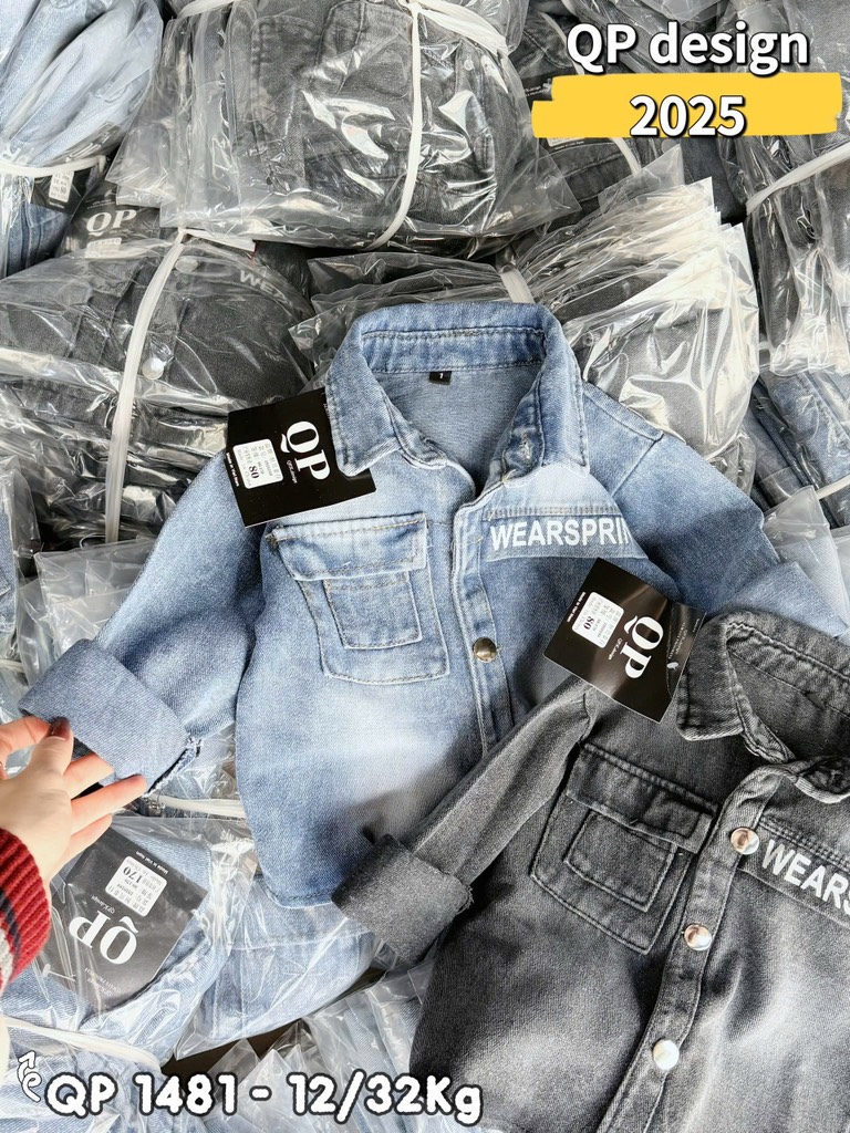 K171-Áo khoác jean xanh túi Wear