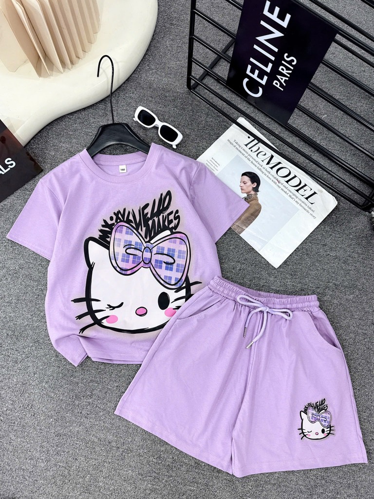 G477-Bộ cotton mèo Kitty CỒ xịn (28.42.987)