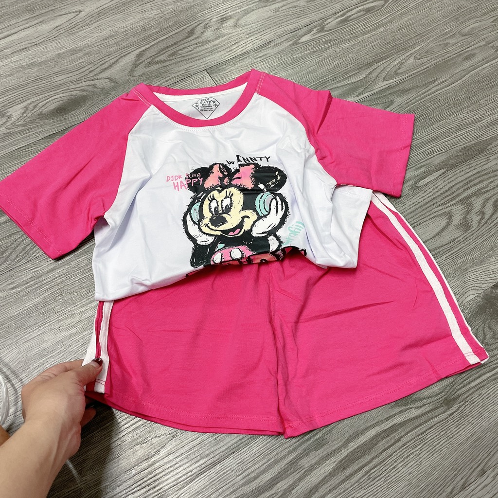 G877-Bộ cộc cotton Mickey hồng viền (10.28kg)