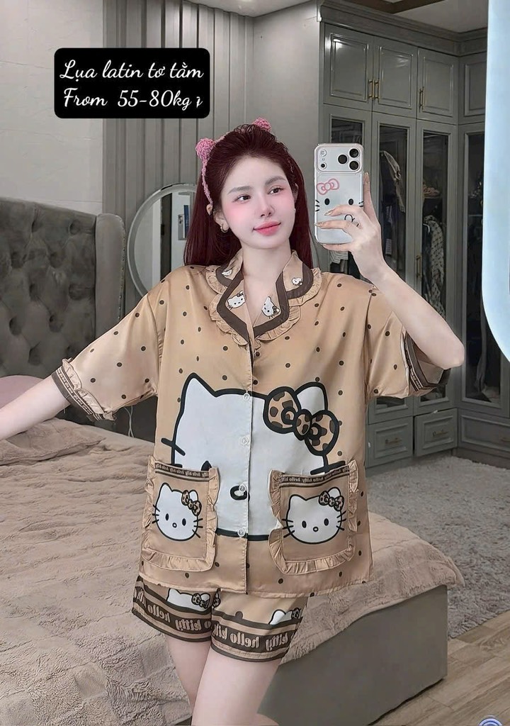N038-Pijama Bigsize Cộc Latin 3D 2 túi