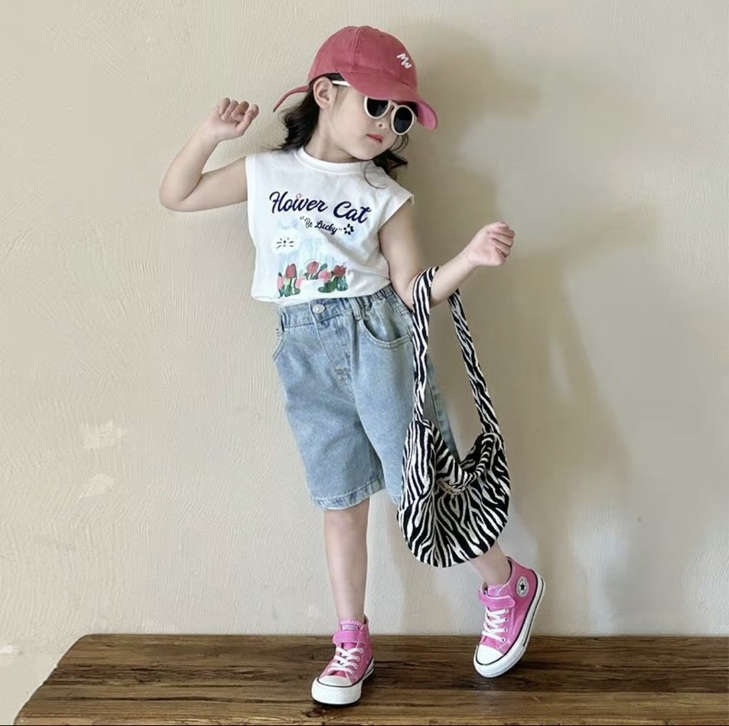 G574-Set áo SN mèo xanh jean ngố (08.20.385)