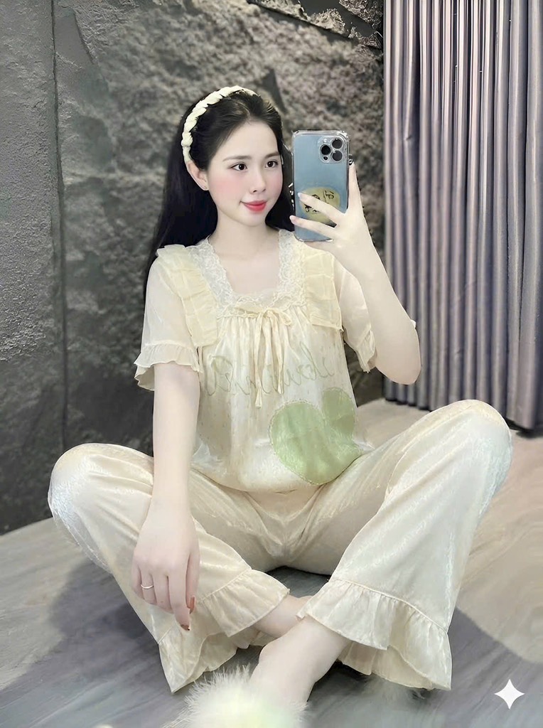 N040-Pijama 40-60kg Cộc Quần Dài Lụa Xước